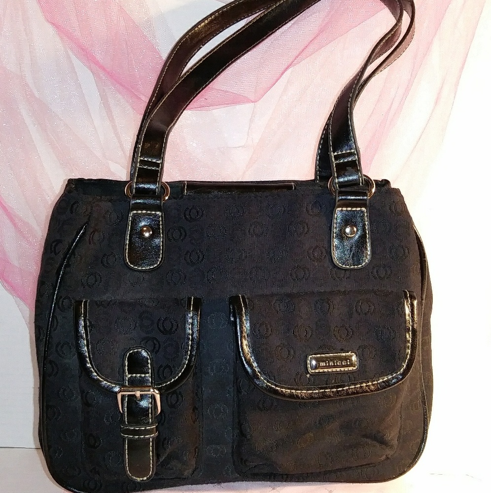 MINICCI Patterned Fabric 3 section Shoulder Bag